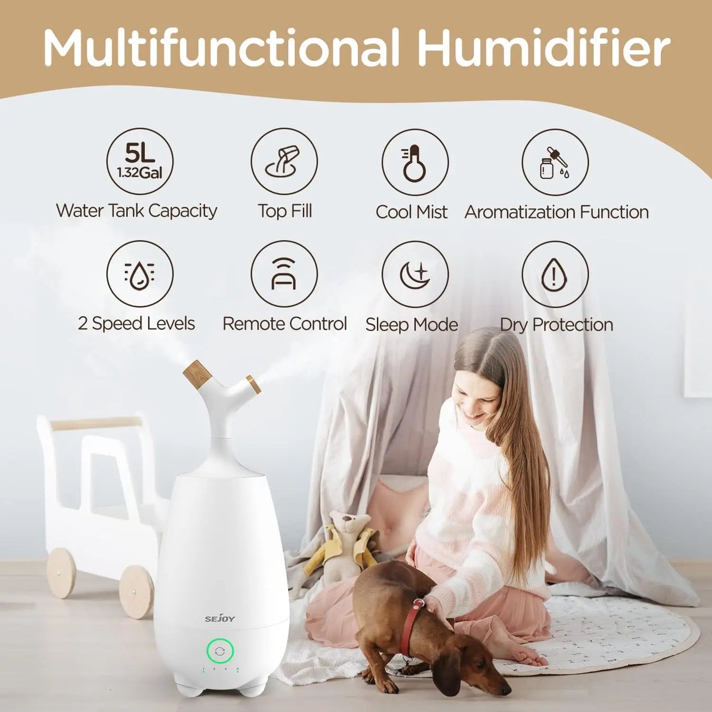 Steam Homes 5L Ultrasonic Cool Mist Humidifier